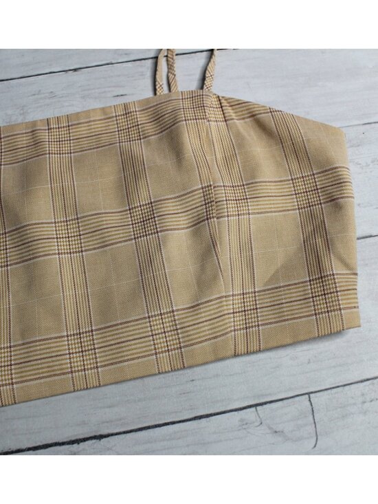 Forever 21 Women's Plaid Crop Top Size L Spaghetti Strap - Picture 3 of 4